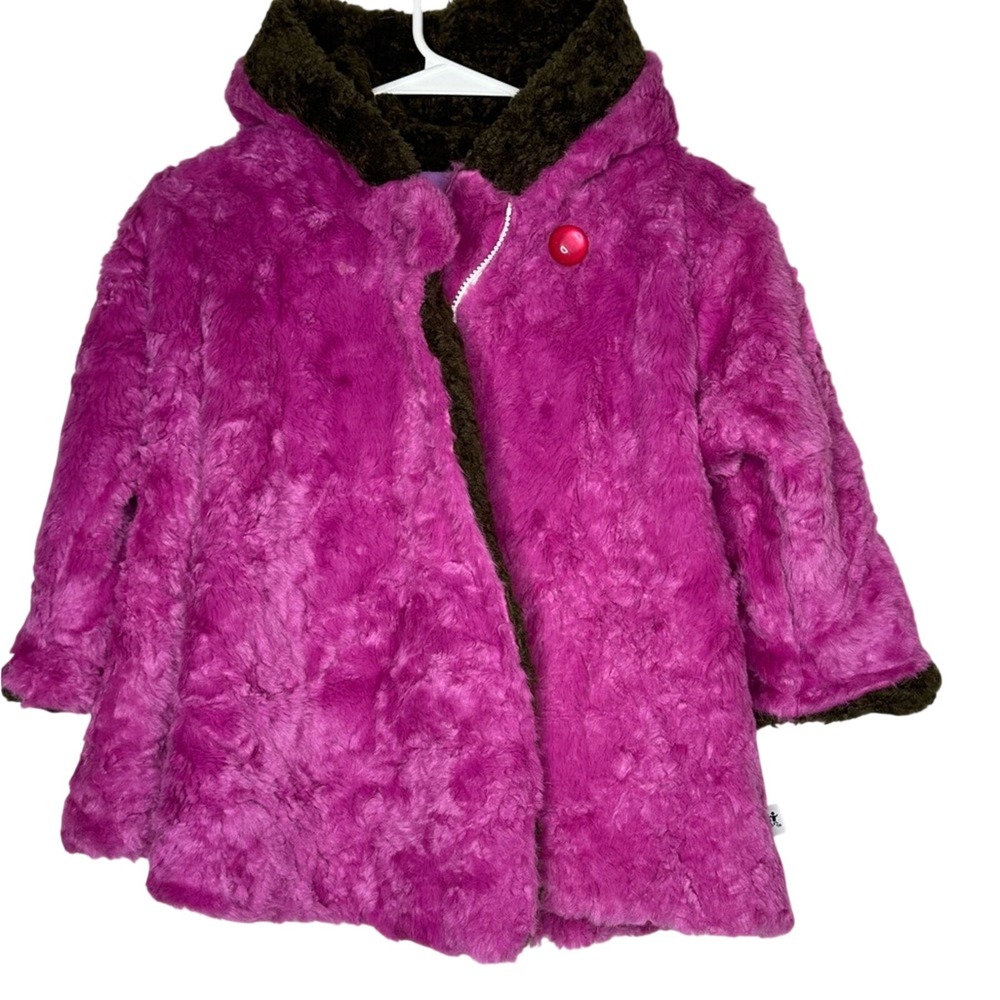 Corky And Company Girls Faux Fur Coat Hooded Sz 4 Event Church‎